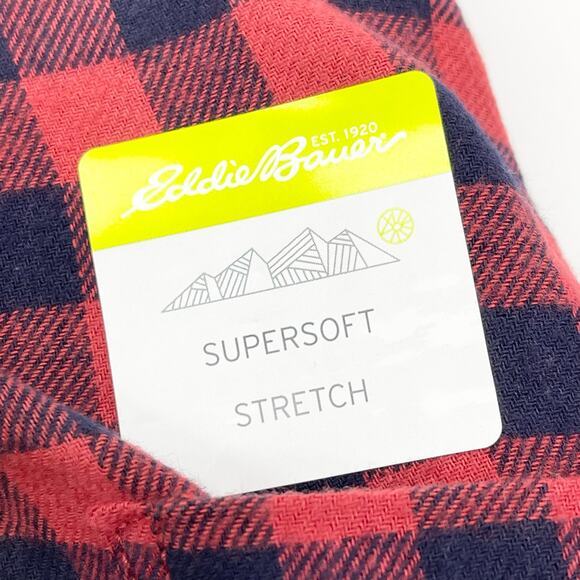 Eddie Bauer Men Flannel Shirt XL Red Plaid Supersoft Stretch Fall Cozy Cabincore - Picture 6 of 9